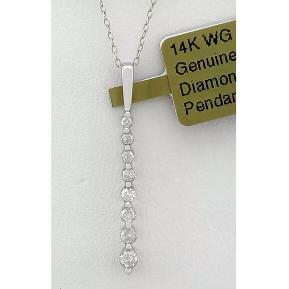 Genuine 0.25 Cts Diamond Pendant 14k White Gold